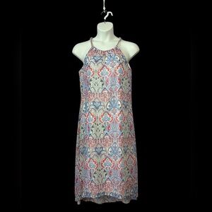 NWOT, Tribal Femme, Paisley Print Dress With Chain Straps, Large, Red, Blue